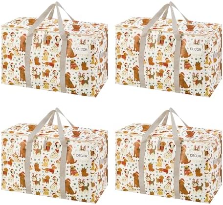 VENO 4 Pack Heavy Duty Moving Bags, Extra Large Storage Bags with Reinforced Handles & Strong Zippers, Foldable & Reusable Moving Box Alternative for Clothes & Dorm Storage by Veno