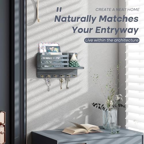 Rebee Vision Key Holder Wall Mount with Mail Slot for Entryway, Royal Blue - Image 5