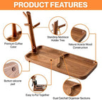 Walnut Wood Key Tray for Entryway Table, Jewelry Tray, Catchall Tray with 3 Stand Hanging Organizer, for Rings, Phone, Bracelets Watches - Image 3
