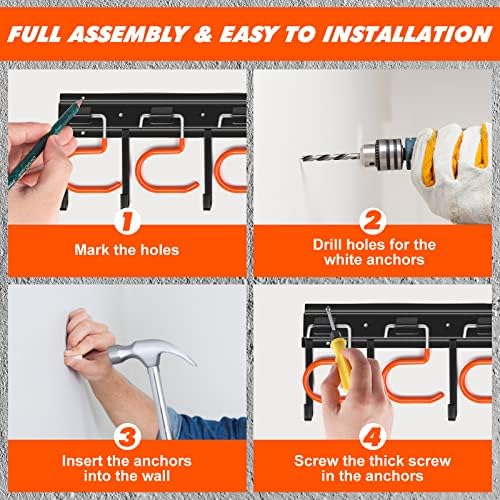 TVKB 34'' All Metal Garden Tool Organizer Wall Mount Garage Organizers and Storage with Hooks Tool Hangers for Shed - Image 5