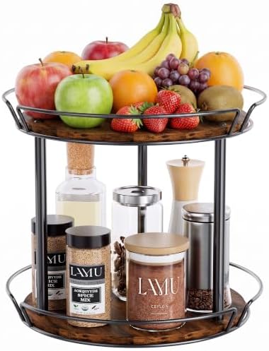 LAMU 2-Tier Lazy Susan Turntable Organizer, Spinning Spice Rack for Cabinet by YourHome-OrganizationHelper