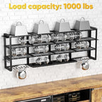 POKIPO Extra Large 64" W Power Tool Organizer Wall Mount, 1000 lbs Load Capacity, Heavy Duty 4 Tier Garage Storage Rack with 8 Drill Holders, 2 in 1 Corner or Straight Installation - Image 4