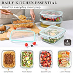LOVYANXUE 4 Pack 52oz Large Glass Food Storage Containers with Lids, Meal Prep Containers with Airtight Lid for Storing, Baking, Serving, BPA-Free, Freezer, Microwave, Oven & Dishwasher Safe - Image 3