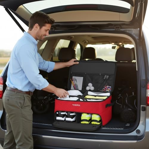 YOREPEK Golf Gifts for Men, 2 Layer Golf Trunk Organizer for 2 Pair Shoes - Image 3