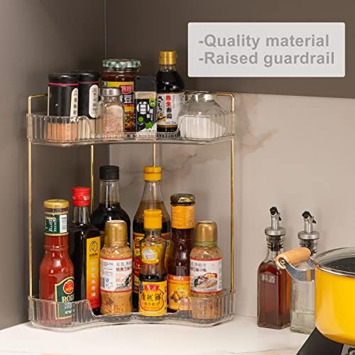 INVSSENE Corner Bathroom Countertop Organizer, Vanity Trays for Counter, Makeup Organizers, Perfume Tray, Kitchen Spice Rack, (Clear, 2 Tiers) - Image 5