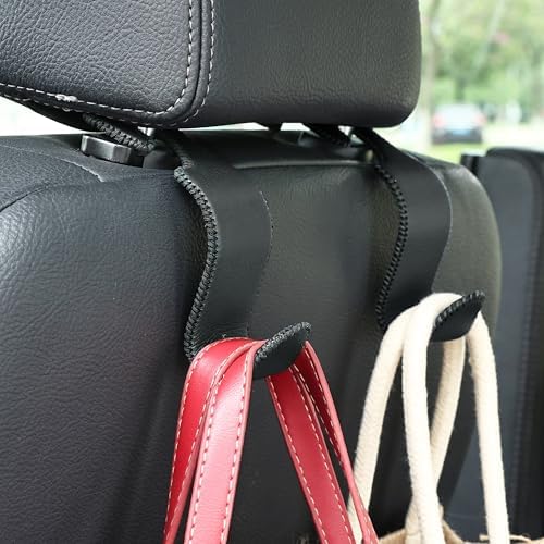 4-Pack Car Headrest Hooks Holds 55lbs Seat Storage Organizer for Bags - Image 2