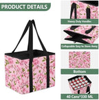 Trunk Organizer Collapsible Car Organizer with Handle Car Storage Box Bin for Groceries SUV Utility Tote Bag Portable Vehicle Container Pink Cherry Blossom Branch - Image 3