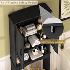 ROOMTEC Over The Toilet Storage Cabinet with Adjustable Shelf and Double Doors, Freestanding Bathroom Cabinet Organizer with Open Shelf, Home Space-Saving Toilet Rack for Restroom, Laundry, Black - Image 6