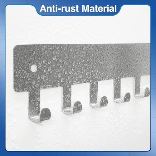 pickpiff Sliver Key Holder for Wall Adhesive, Key Hooks with 8 Hooks, No Drill for Living Room, Kitchen, Office - Image 2