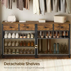 YATINEY 4 Tier Shoe Rack, Large Capacity Shoe Storage Organizer, Metal Shoe Shelf with Drawer and Wooden Top, for 16 Pairs of Shoes, for Entryway, Closet, Rustic Brown and Black SS24BR - Image 5