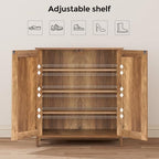Homleke Farmhouse Shoe Cabinet with 2 Barn Doors & Wood Legs - Image 4