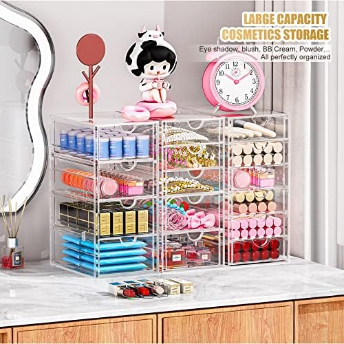 YFXCVSL 3-Pack Acrylic 15-Drawer Storage & Makeup Organizer for Desk - Image 2