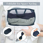 Durable Collapsible Laundry Baskets, Mesh Pop Up Laundry Hamper with Side Pocket, Foldable Clothes Hamper with Reinforced Carry Handles for Laundry, Bathroom, Kids Room, Dorm, Travel 2 Pack Navy Blue - Image 6