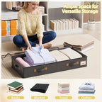 FHSQX Under Bed Storage Container 2Pack 4.5 Inches Low Profile Under-bed Organizer Bins Slim Under Couch Storage Box Ideal For Seasonal Clothes Blankets Towel Fabric (2, Black, 31.5 * 17 * 4.5in) - Image 2
