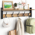 Optish Coat Rack Wall Mount with Shelf, 24 Inch Coat Hanger Walls Mounted, Hat Rack for Walls, Shelf with 5 Coat Hooks, Wall Hanger for Entryway (Brown) by Optish