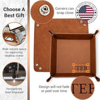 Personalized Valet Tray, Custom Engraved Leather Keys Tray for Men - Image 2
