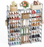 Mavivegue 9 Tiers Tall Shoe Organizer - Vertical Shoe Shelf for 50-55 Pairs, Stackable Racks for Entryway, Closet, Garage - Grey by Mavivegue