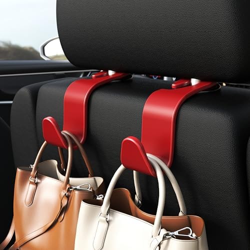4-Pack Car Headrest Hooks Holds 55lbs Seat Storage Organizer for Bags - Image 2