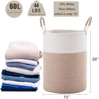 60L Large Hamper Laundry Basket Tall Woven Clothes Hamper Brown - Image 3