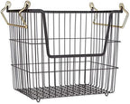 DII Metal Wire Utility Storage Bin, Large Rectangle, 13x10x11", Black/Gold - Image 2