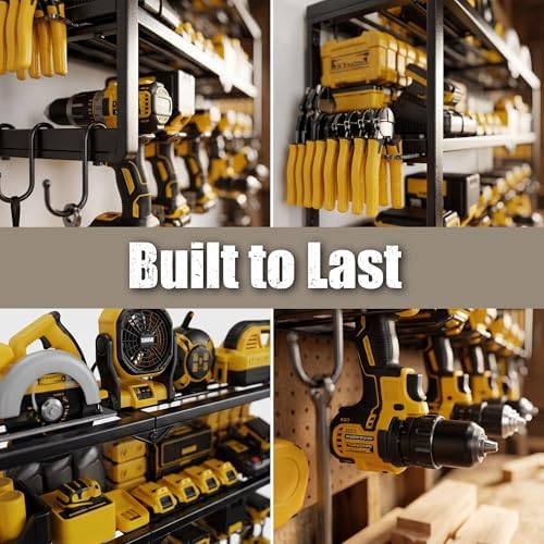 320lbs Power Tool Organizer Wall Mount with Charging Station Shelf - Image 4