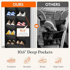 Lifewit 10 Tier Over the Door Shoe Organizer with 19 Large Deep Pockets, Fabric Hanging Shoes Shelf for Closet, Dorm Storage, Fit Up to 20 Pair Shoe Rack Holder for Sneakers, Boots, Black - Image 3