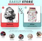 Cute Floral Laundry Basket Oxford Cloth Foldable Hamper 18.9x16.5Inch - Image 3