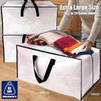Cosy Family 4 Pack Heavy Duty Extra Large Moving Bags with Backpack Straps - Strong Handles & Zippers, Storage Totes For Space Saving, Fold Flat, Alternative to Moving Box (Set of 4, Clear) - Image 6