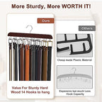 Belt Hanger for Closet, Sturdy Wood Belt Rack Closet Accessories with 14 Hooks Belt Organizer for Closet Organizers and Storage Max 42 Belts-Mahogany 2 Pack - Image 2
