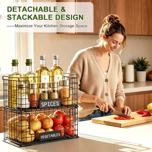 JKsmart 3 Pack XXL Stackable Wire Baskets, Pantry Organizers and Storage - Image 5