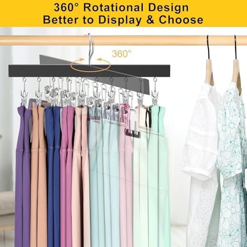 Legging Organizer for Closet, Pants Hangers with Clips | Holds 20 Leggings, Jeans, Hats, Shorts, Socks, 360° Rotating Space Saving Hanging Clothes Organize and Storage 4Pcs - Image 4