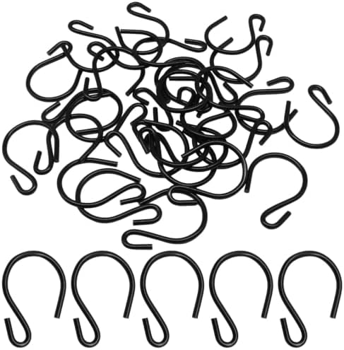 S Hooks 56mm, Black Metal Heavy Duty Hangers, 30 Packs by Zorveiio