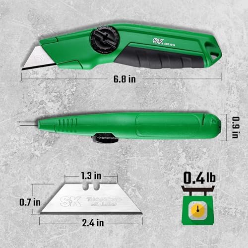 SK Utility Knife with SK2M TAC Blades & Zinc Alloy, Fixed Blade Box Cutter - Image 3