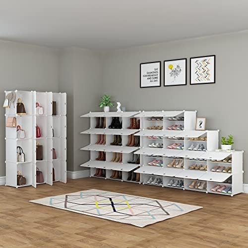 HOMIDEC Shoe Rack Organizer 48 Pair Modular Shoe Storage Cabinet for Closet | PP Plastic, Sturdy Steel Frame, Waterproof, Dustproof, Easy Clean, Shoe Shelves for Closet Garage Hallway Bedroom Entryway - Image 6