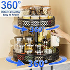 2 Tier Lazy Susan Organizer - Adjustable Rotating Spice Rack 12 inch - Image 2