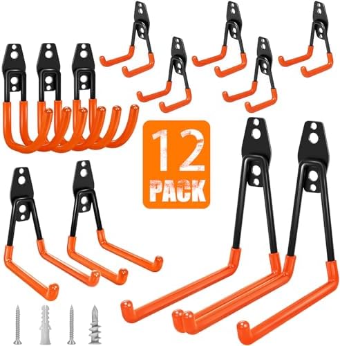 KOFANI Heavy Duty Wall Mount Steel 12 Pack Orange Garage Storage Hooks by KOFANI-USDirect