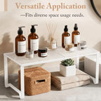 Extendable Metal Wire Shelf Organizer - Adjustable 15-24.4in Length, Stackable Storage Rack for Kitchen/Pantry/Bathroom/Shoe Cabinet/Tool Closet (4, White) - Image 4