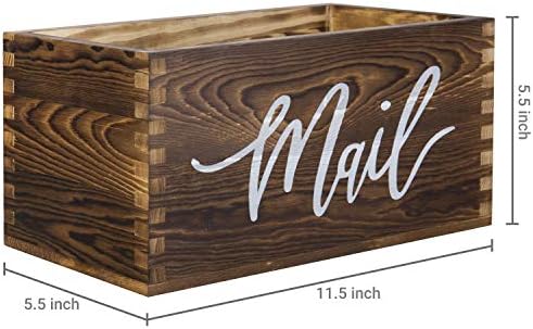 MyGift Rustic Brown Wood Mail Holder, Desktop Organizer with MAIL Design - Image 4