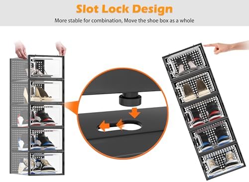HOMIDEC Clear Shoe Storage Boxes, Stackable Shoe Organizer for Closet - Image 6