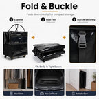 Rolling Grocery Bag with Wheels, 120L Foldable Shopping Cart Bag with Wide Shoulder Straps, 5 Detachable Wheels, Buckle Storage Strap, Large Reusable Utility Tote for Groceries (Black, Large) - Image 4