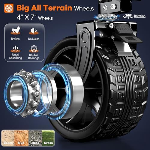 Originsure 220L Collapsible Beach Wagon Cart with Big Wheels, 460lbs, Black - Image 6