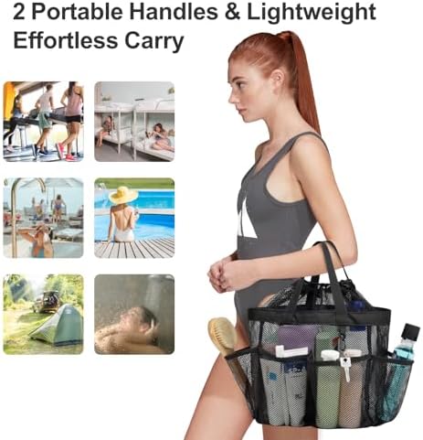 Mesh Shower Caddy Portable with Drawstring - 2-Handle Shower Bag for Dorm - Image 6