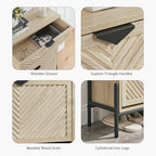 Shoe Cabinet with 2 Flip Drawers, Narrow Entryway Rack, Oak - Image 6