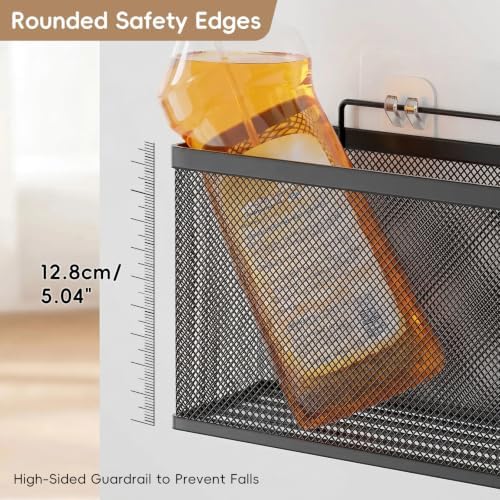 Adhesive Cabinet Door Organizer, 2 Pack Metal Baskets for Kitchen - Image 2
