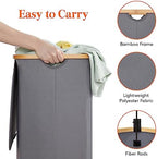 Lifewit 120L Double Laundry Hamper with Lid and Removable Bag, Gray - Image 4