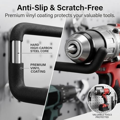 INCLY 24 Pack 1/4" Pegboard Drill Holder Tool Utility Hooks - Image 6