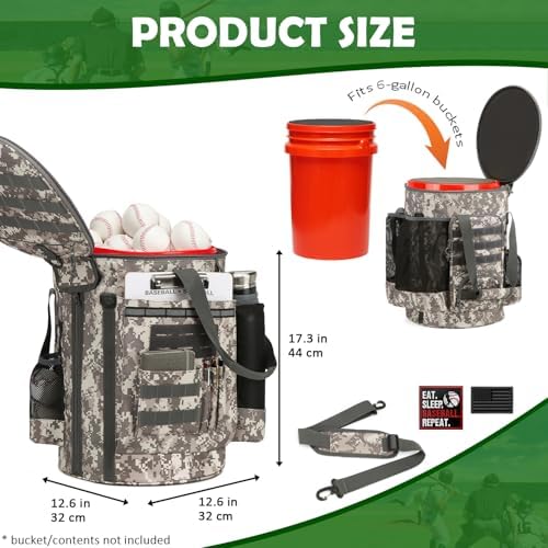 Baseball Bucket Bag, Softball Coaches Bags Fit 6 Gallon Buket - Image 2