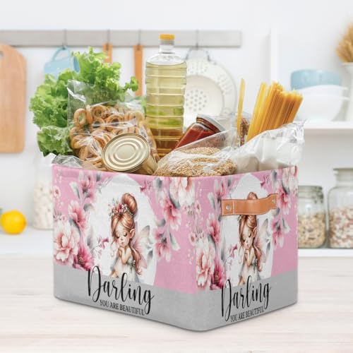 Pink Fairy Storage Basket Toy Storage Bins Collapsible Cube Organizer - Image 7