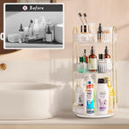 360 Rotating Makeup Organizer, 3 Tier Large Capacity Lazy Susan Bathroom Counter Organizer, Skincare Organizers, Spinning Perfume Organizer & Vanity Organizer Countertop (Golden Clear, 3 Tier) - Image 2