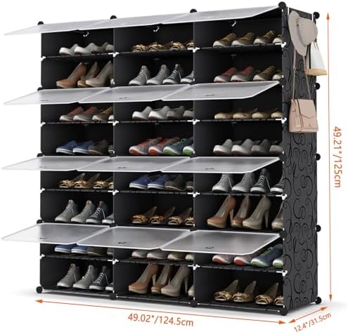 HOMIDEC Shoe Rack Organizer 48 Pair Modular Shoe Storage Cabinet for Closet | PP Plastic, Sturdy Steel Frame, Waterproof, Dustproof, Easy Clean, Shoe Shelves for Closet Garage Hallway Bedroom Entryway - Image 3